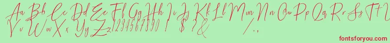 フォントSantiago – 赤い文字の緑の背景