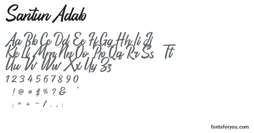 Schriftart Santun Adab – Alphabet, Zahlen, spezielle Symbole