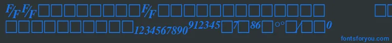 TmsfeBolditalic-Schriftart – Blaue Schriften auf schwarzem Hintergrund