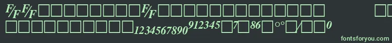フォントTmsfeBolditalic – 黒い背景に緑の文字