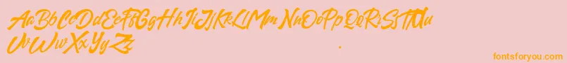 Sapous-Schriftart – Orangefarbene Schriften auf rosa Hintergrund