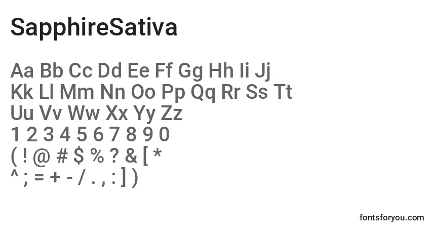 Czcionka SapphireSativa (139653) – alfabet, cyfry, specjalne znaki