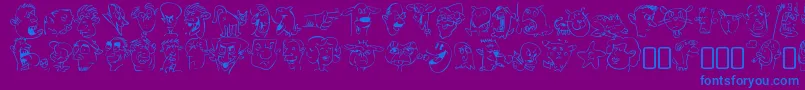 sappy mugs-fontti – siniset fontit violetilla taustalla