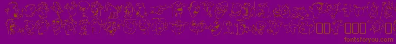 sappy mugs-Schriftart – Braune Schriften auf violettem Hintergrund
