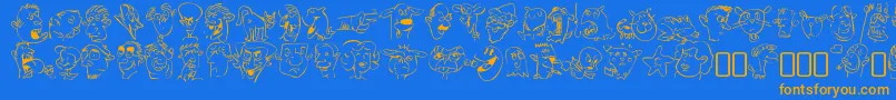 Czcionka sappy mugs – pomarańczowe czcionki na niebieskim tle