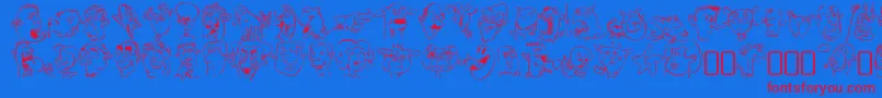 Czcionka sappy mugs – czerwone czcionki na niebieskim tle