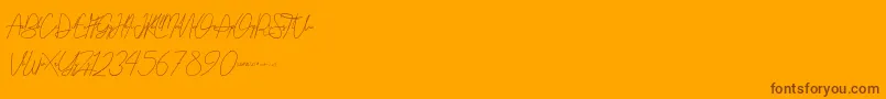 Saputra-Schriftart – Braune Schriften auf orangefarbenem Hintergrund