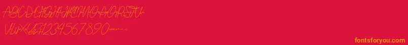 Saputra Font – Orange Fonts on Red Background