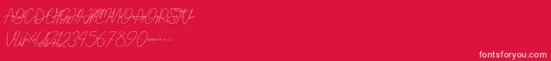 Saputra-fontti – vaaleanpunaiset fontit punaisella taustalla