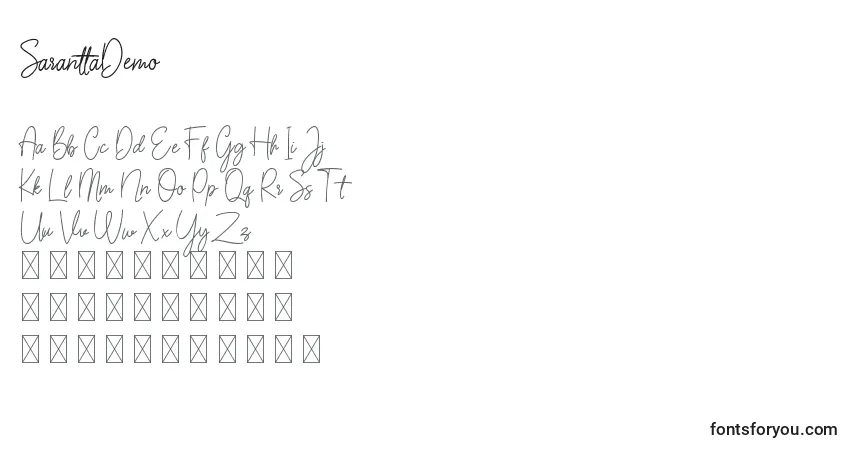 Schriftart SaranttaDemo – Alphabet, Zahlen, spezielle Symbole