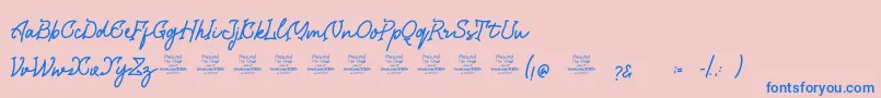 Saraqoo-Schriftart – Blaue Schriften auf rosa Hintergrund