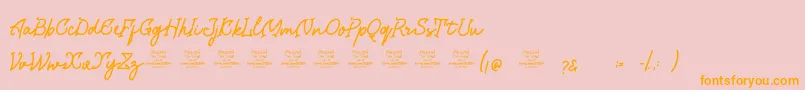 Saraqoo-Schriftart – Orangefarbene Schriften auf rosa Hintergrund