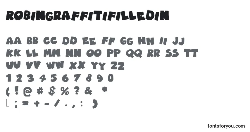 Schriftart Robingraffitifilledin – Alphabet, Zahlen, spezielle Symbole