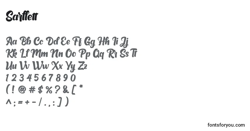 Sarllett-fontti – aakkoset, numerot, erikoismerkit