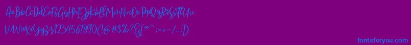 Sarmilla Script Font – Blue Fonts on Purple Background