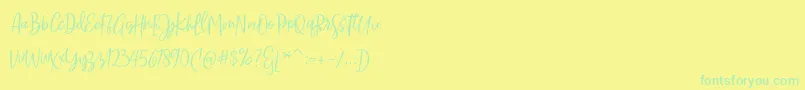 Sarmilla Script Font – Green Fonts on Yellow Background