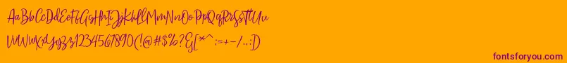 Sarmilla Script Font – Purple Fonts on Orange Background