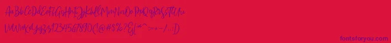 Fonte Sarmilla Script – fontes roxas em um fundo vermelho