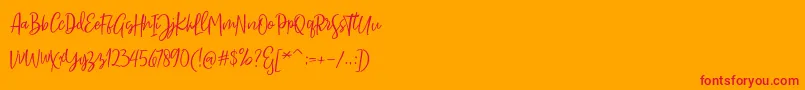 Sarmilla Script Font – Red Fonts on Orange Background