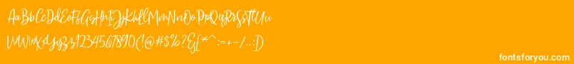 Sarmilla Script Font – White Fonts on Orange Background