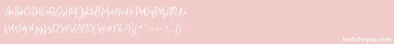 Sarmilla Script-Schriftart – Weiße Schriften auf rosa Hintergrund