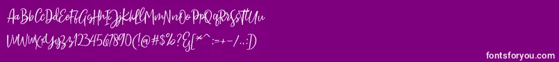 Sarmilla Script Font – White Fonts on Purple Background