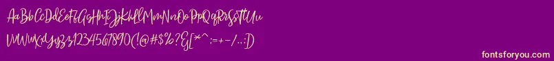 Sarmilla Script Font – Yellow Fonts on Purple Background