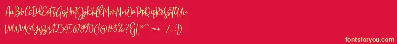 Шрифт Sarmilla Script – жёлтые шрифты на красном фоне
