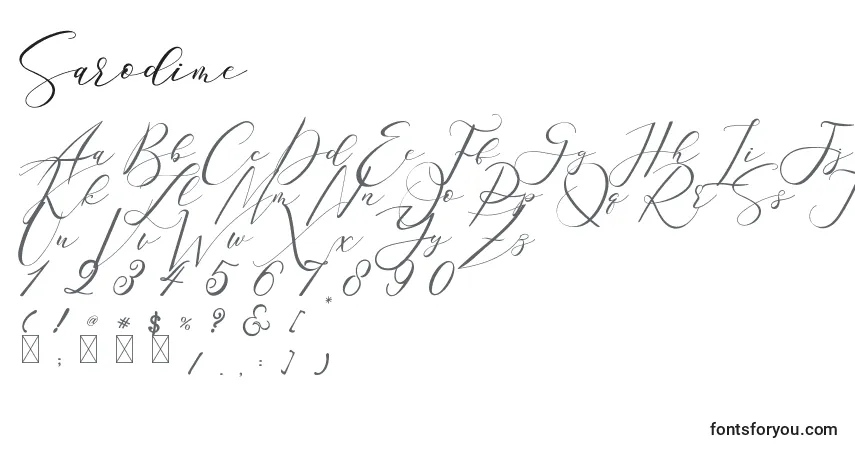 Шрифт Sarodime – алфавит, цифры, специальные символы