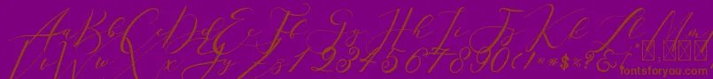 Sarodime-Schriftart – Braune Schriften auf violettem Hintergrund