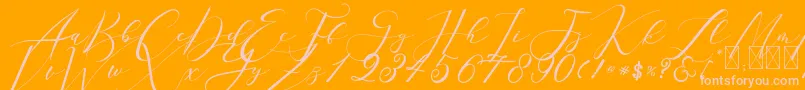 Sarodime-Schriftart – Rosa Schriften auf orangefarbenem Hintergrund