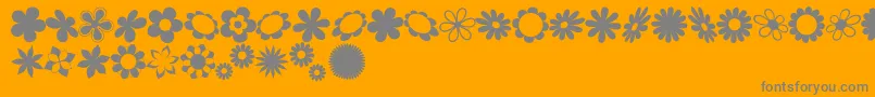Weitere Informationen zur sarusFlowerDingsRB-Schriftart sarusFlowerDingsRB-Schriftart – Graue Schriften auf orangefarbenem Hintergrund