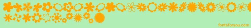 sarusFlowerDingsRB-Schriftart – Orangefarbene Schriften auf grünem Hintergrund