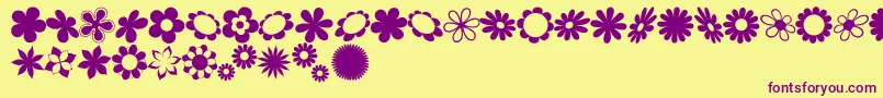 sarusFlowerDingsRB Font – Purple Fonts on Yellow Background