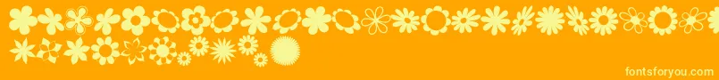 sarusFlowerDingsRB-Schriftart – Gelbe Schriften auf orangefarbenem Hintergrund