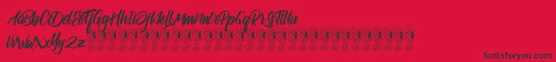 Satarland-Schriftart – Schwarze Schriften auf rotem Hintergrund