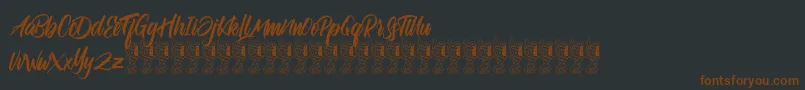 Satarland-Schriftart – Braune Schriften auf schwarzem Hintergrund