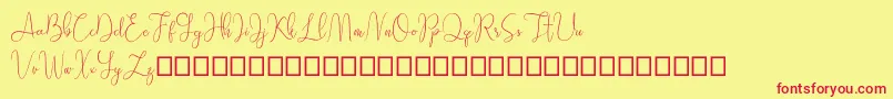 Sathien demo-fontti – punaiset fontit keltaisella taustalla
