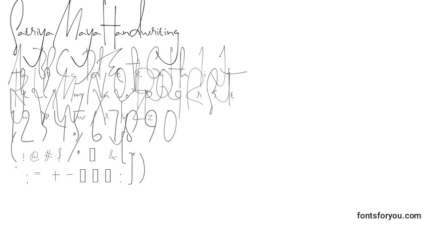 Schriftart SatriyaMayaHandwriting – Alphabet, Zahlen, spezielle Symbole