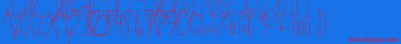 SatriyaMayaHandwriting-Schriftart – Rote Schriften auf blauem Hintergrund
