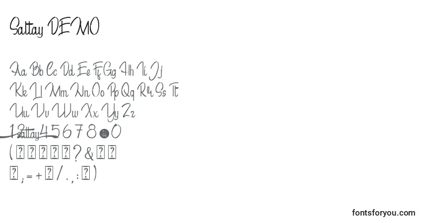 A fonte Sattay DEMO – alfabeto, números, caracteres especiais