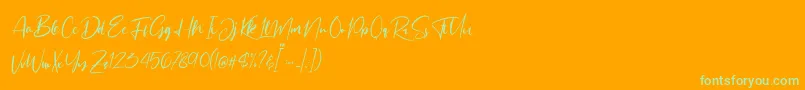 フォントSattersoon – オレンジの背景に緑のフォント
