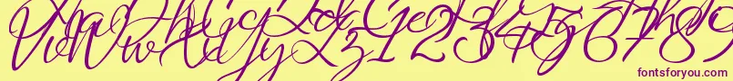 Saturdate Script Demo Font – Purple Fonts on Yellow Background