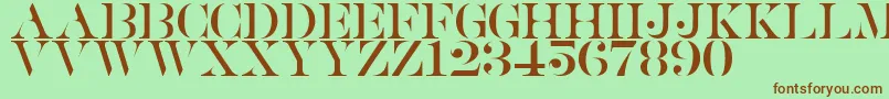 Fonte Saturdate Serif – fontes marrons em um fundo verde