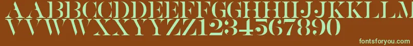 フォントSaturdate Serif – 緑色の文字が茶色の背景にあります。