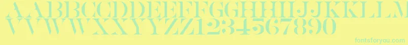 Fonte Saturdate Serif – fontes verdes em um fundo amarelo