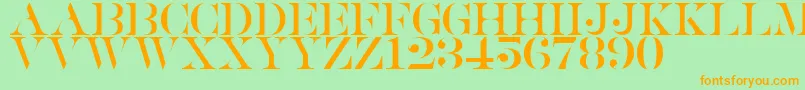 Saturdate Serif-Schriftart – Orangefarbene Schriften auf grünem Hintergrund