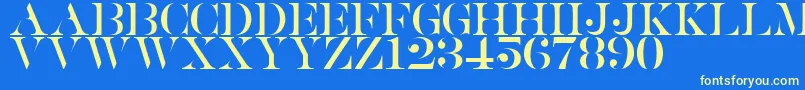 フォントSaturdate Serif – 黄色の文字、青い背景