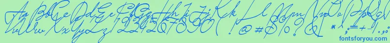 Saturday Night Font – Blue Fonts on Green Background
