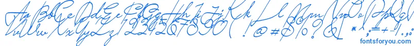 フォントSaturday Night – 白い背景に青い文字
